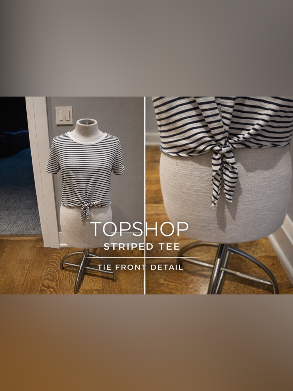 Topshop Striped Tie Front Tee  Crop Top Size US 6
